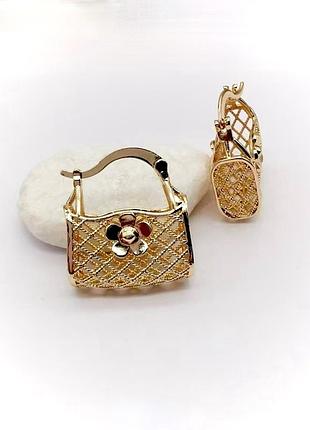 Серьги ажурные сумочки фирма xuping m&l.