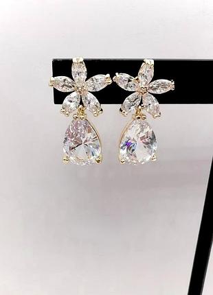 Сережки-гвоздики з підвісками та білими кристалами xuping m&l.