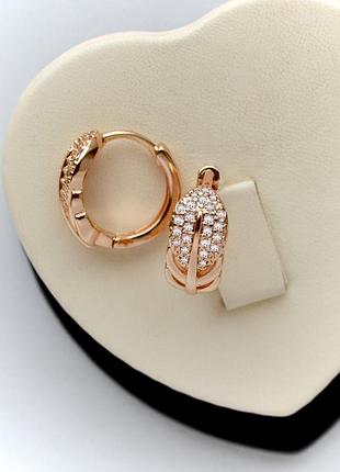 Сережки-кільця листики xuping золотом 18к.