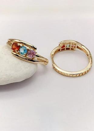 Серьги-кольца с разноцветными кристаллами xuping m&l диаметр 3 см.