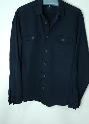 Мужская черная рубашка-куртка boggi milano (xl) плотный хлопок