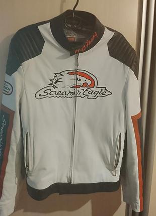 Шкіряна куртка harley davidson ,чорно біла,розмір 52.