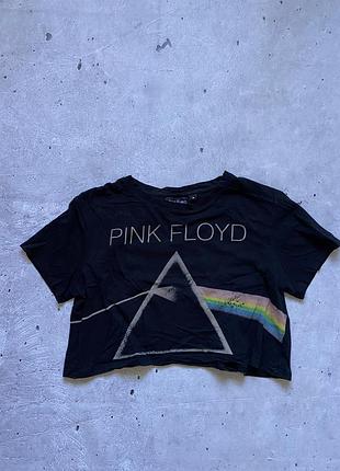 Жіноча укорочена чорна футболка h&m  pink floyd