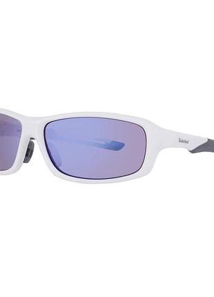 Сонцезахисні окуляри timberland smoke gradient wrap (tb7275 21b 65) у глянцевій білій оправі з синіми/градієнтними лінзами.