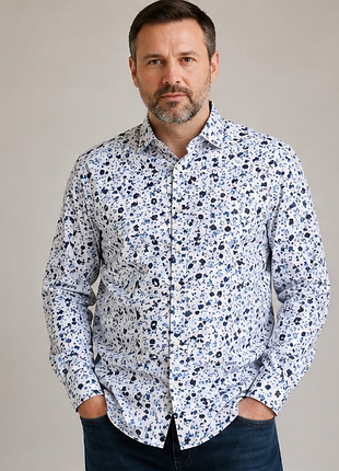 Мужская рубашка selected home slim fit m цветочный принт