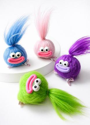 Набір трендових пухнастих заколок-затискачів «монстрики» ugly cute (4 різних кольори)