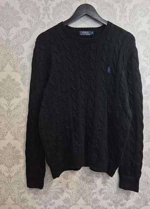 Мужской свитер косичка polo ralph lauren (оригинал) / черный пуловер р. м