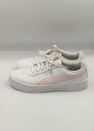 Шкіряні кросівки на платформі puma carina lift з рожевим, розмір 40