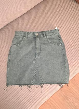 Мини юбка pull &amp; bear черный джинс размер м