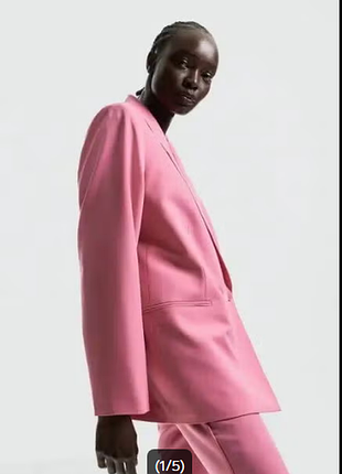 Стильний подовжений двобортний блейзер оверсайз / вільний піджак h&m