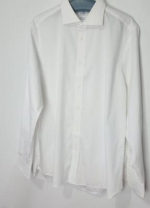 Белоснежная мужская рубашка boggi milano easy iron 44 (xxl) 100% хлопок