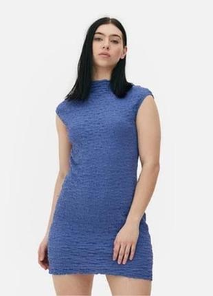 Синя фактурна мінісукня primark, жатка/ розмір м-l
