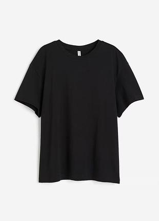 H&m divided базова бавовняна футболка оверсайз чорного кольору