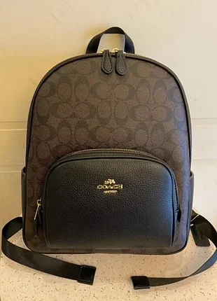 Рюкзак женский coach court темно коричневый с черным