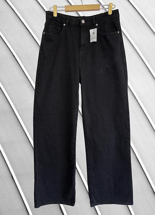 Женские черные широкие джинсы terranova 42 xl 48 50 новые с биркой террановая wide leg с высокой посадкой палаццо трубы 50