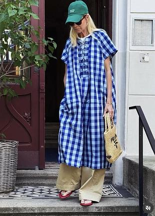 Сукня в клітинку вільного крою zw від zara