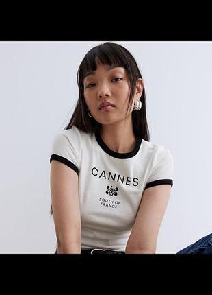 Футболка рингер біла h&m нова жіноча м-л