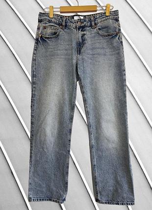 Жіночі блакитні прямі джинси h&m 40 l 46 48 оригінал хм эйчем straight джинси зі середньою посадкою світлі базові 48