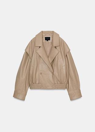 Жіноча куртка бомбер з еко шкіри zara