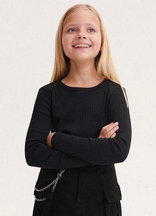 Базовий чорний лонгслів в рубчик primark