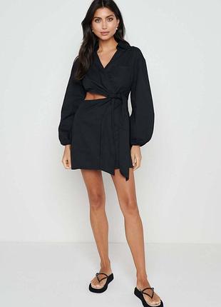 Черная мини-платье pretty lavish lottie cut out с вырезами и завязкой размер 38