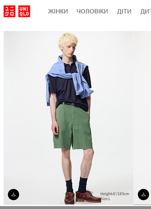 Шорты чинос карго бермуды унисекс хаки размер l uniqlo япония