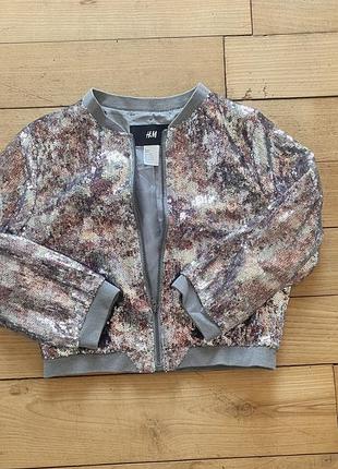 Дитячуакуртка-бомбер із паєтками від бренду h&m
