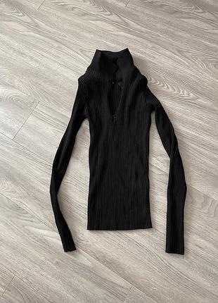Slim лонгслів в рубчик на замку від zara