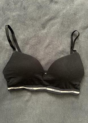 Чорний базовий бюстгальтер-бралет без кісточок h&m, розмір 75b (34b)