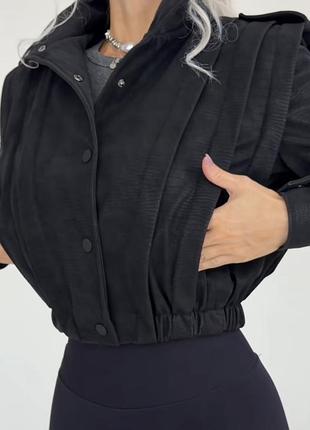 Бомбер жіночий з екошкіри ексклюзив! xs-s m-l чорний