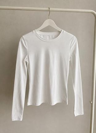 Zara жіночий білий лонгслів з довгим рукавом xs новий базовий