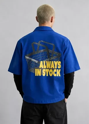 Zara рубашка relaxed fit с принтом always in stock