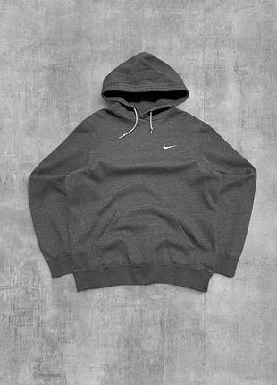 Худі nike оригінал сіре кофта з капюшоном найк чоловіча толстовка кенгуру мікро вушко