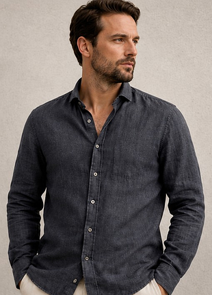 Чоловіча лляна сорочка tiger of sweden fenald slim fit сіра, розмір 41 m-l