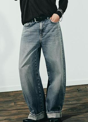 Джинси baggy fold up с закотами від zara, 44р, оригінал