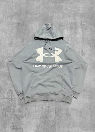 Худі under armour оригінал світло-сіре кофта з капюшоном андер армор чоловіча толстовка кенгуру
