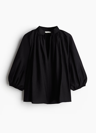 Легкая черная блуза с рукавами баллонами от h&amp;m