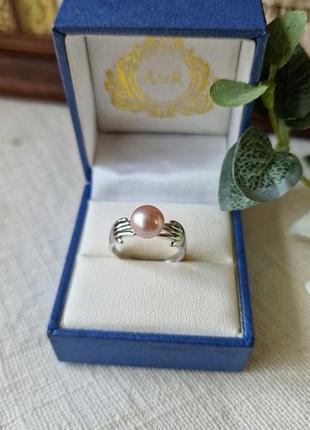 Серебряная кольца с натуральной жемчужиной