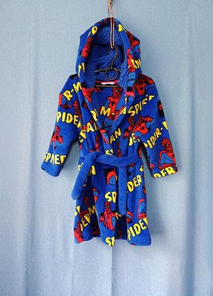 Халат плюшевый с капюшоном marvel spiderman m&amp;s 3-4/98-104