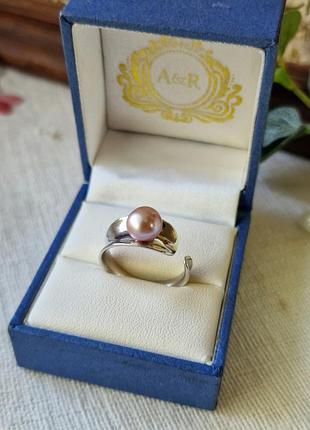 Серебряное кольцо с натуральной жемчужиной