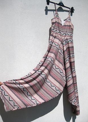 Интересный летний комбинезон с мотнёй широкими штанинами в стиле хиппи бохо shein