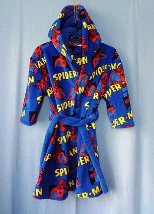 Халат плюшевый с капюшоном spiderman m&amp;s 6-7/122