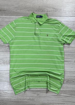 Винтажный футболка поло ральф лаурен polo ralph lauren striped polo, факт xl, оригинал
