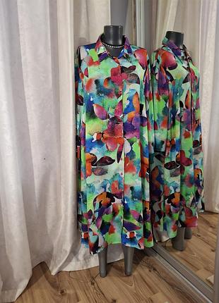 Шикарное с карманами платье 👗 рубашка большого размера