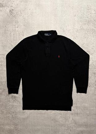 Оригінальна чоловіча чорна вінтажна регбійка ralph lauren в ідеальному стані розмір м