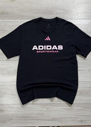 Нова оверсайз чорна футболка адідас adidas sportswear graphic loose tee, xl, оригінал