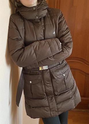 Пуховик адідас шоколадний уцінений на розмір м