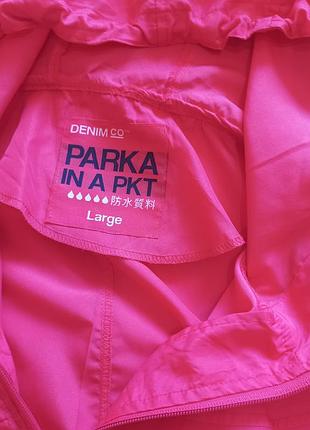 Яскрава рожева вітровка-парка denim co (primark), розмір l (дощовик, куртка) 8