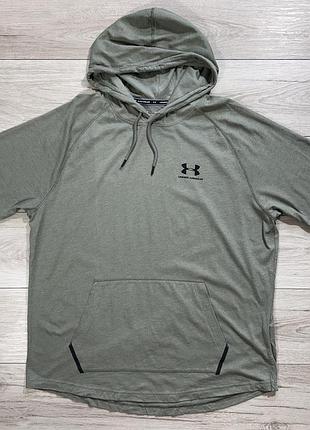 Хаки футболка-худи андер армор under armour rival terry short sleeve hoodie, факт 3xl, оригинал