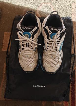 Кроссовки balenciaga runner унисекс голубые мульти цвет сетка качественные